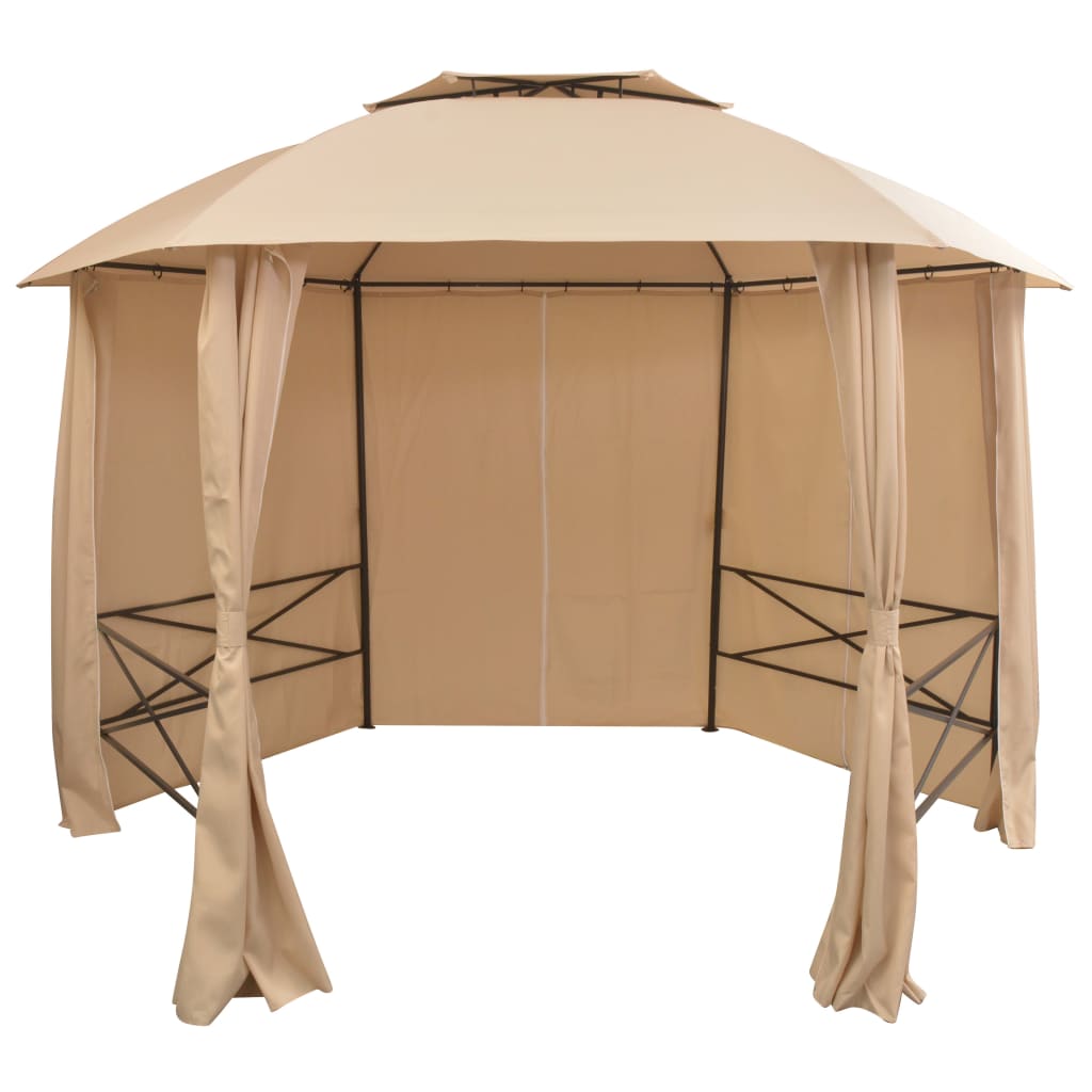 Vidaxl Garden Pavilion med gardiner Hexagonal 360x265 cm