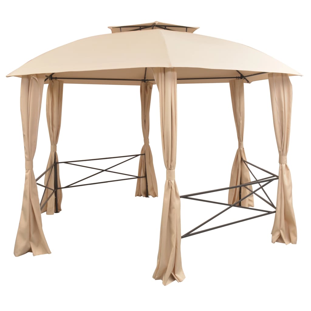 Vidaxl Garden Pavilion med gardiner Hexagonal 360x265 cm