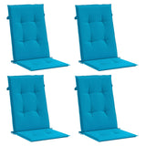 Cojines de silla de jardín de Vidaxl 4 st alto trasero 120x50x3 cm tela azul