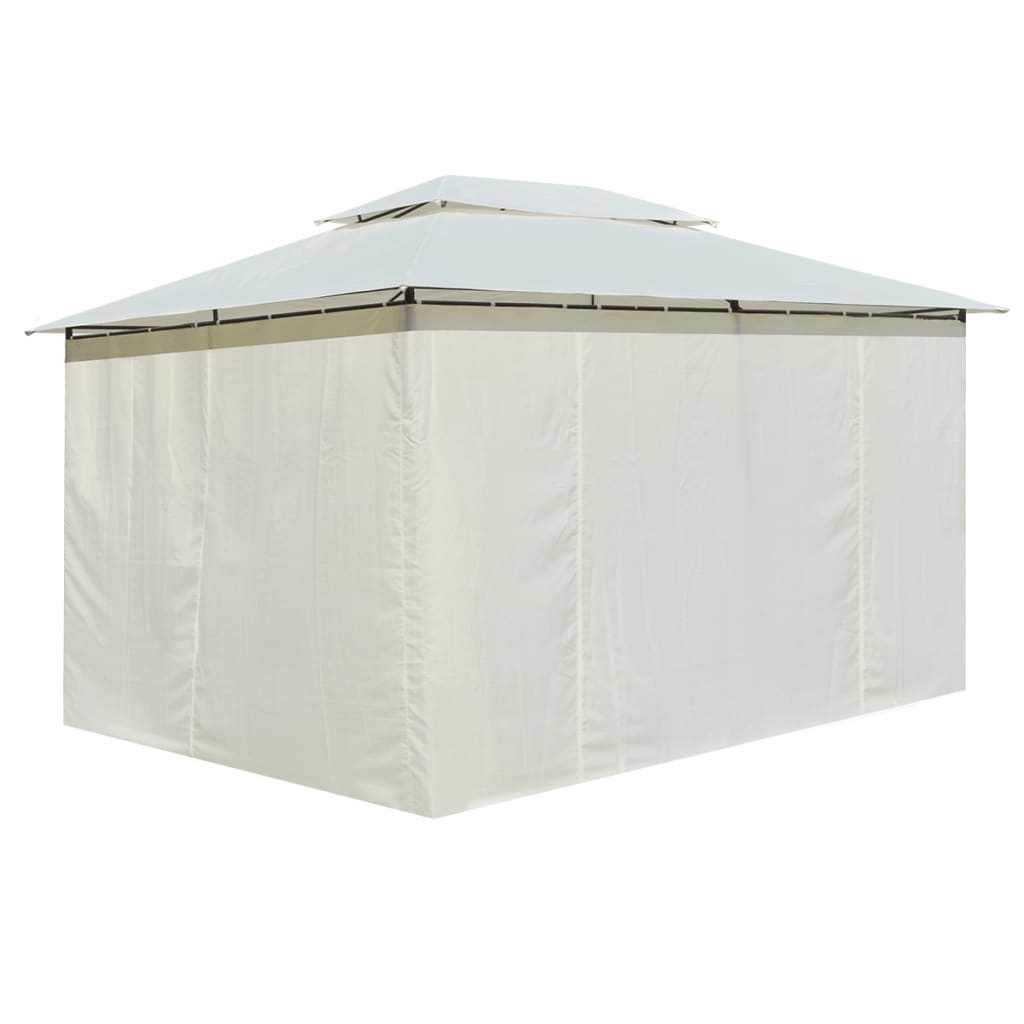 Vidaxl Garden Pavilion med gardiner 4x3 m hvid