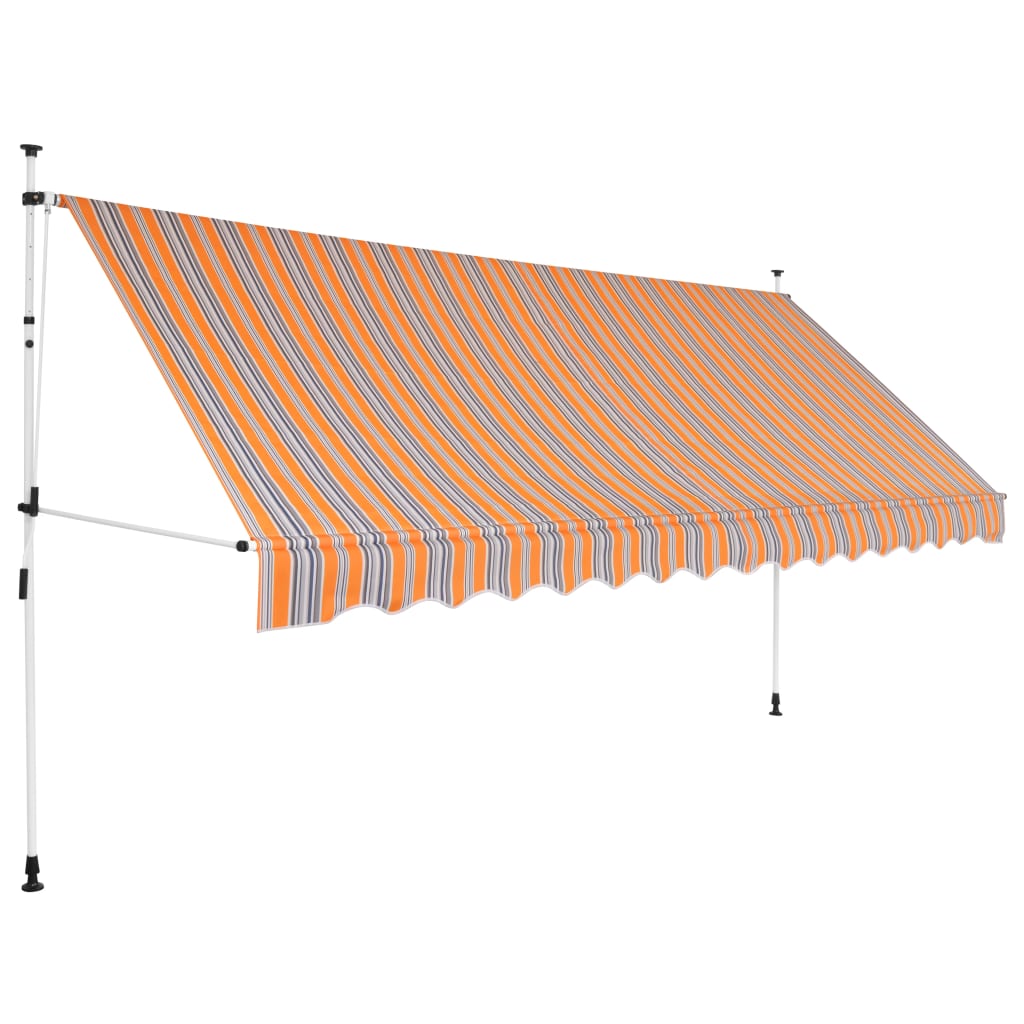 Vidaxl Luifel erstreckt sich manuell 400 cm gelb und blaue Streifen