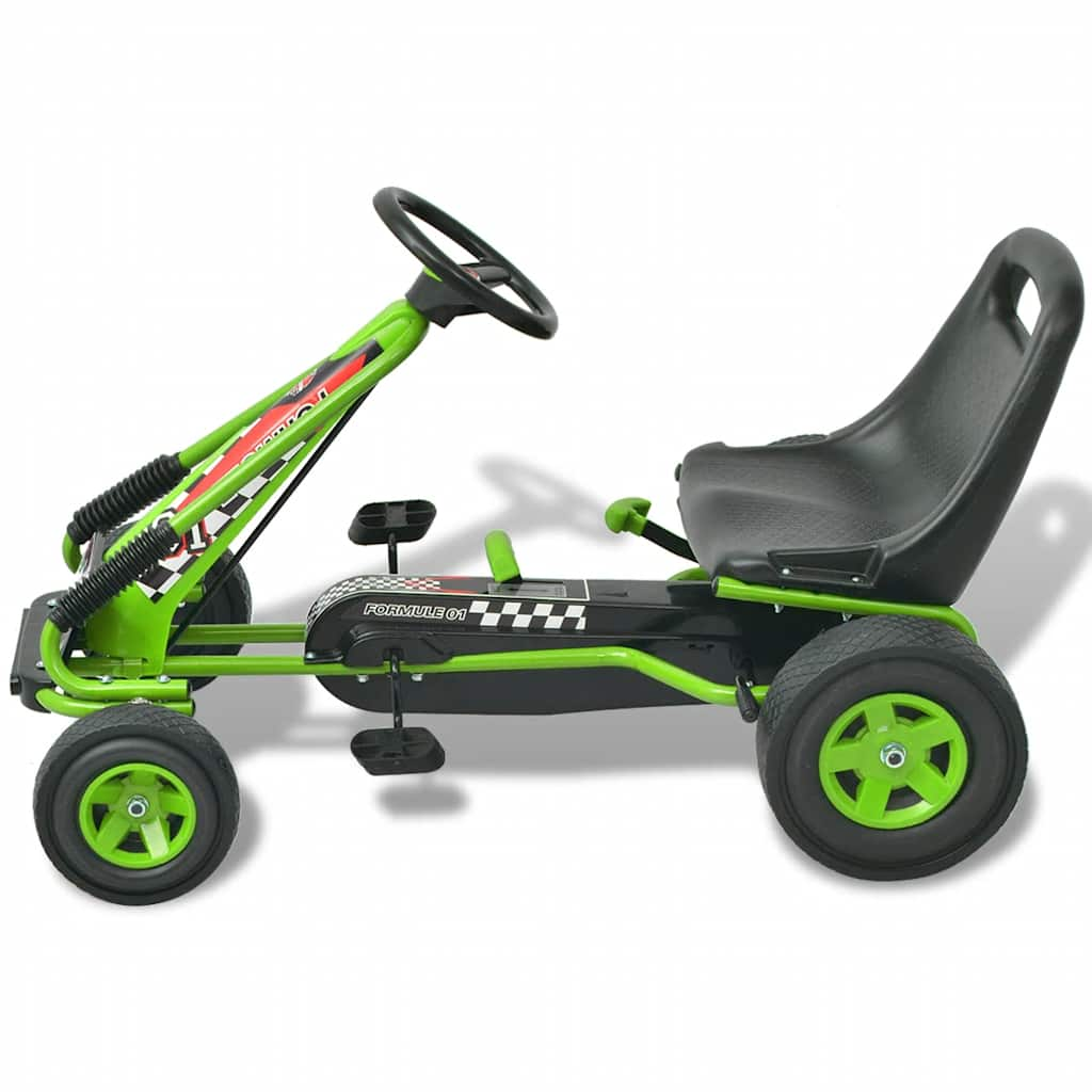 Vidaxl go -kart with pedals and adjustable seat green