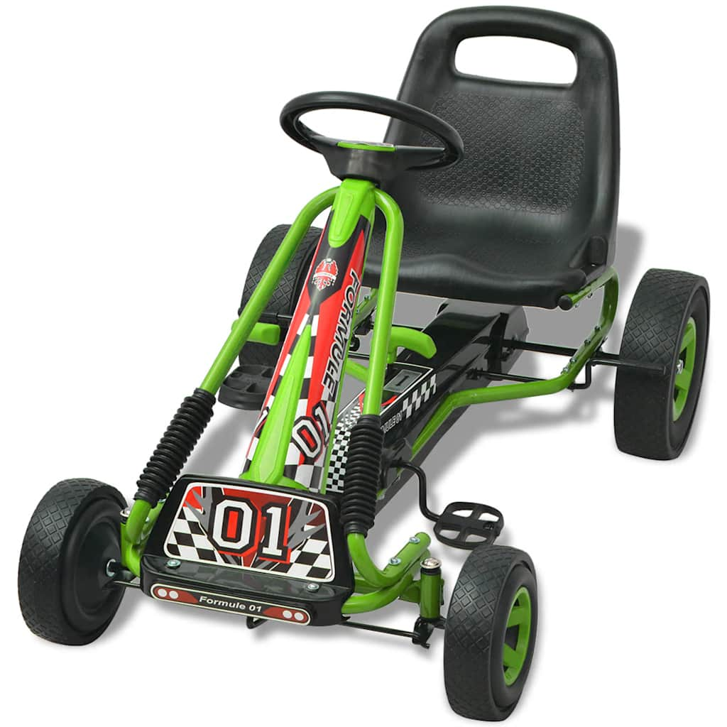 Vidaxl go -kart with pedals and adjustable seat green