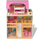 Vidaxl Poppenhuis 3 nadstropja 60x30x90 cm les