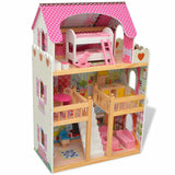 Vidaxl Poppenhuis 3 etasjer 60x30x90 cm tre