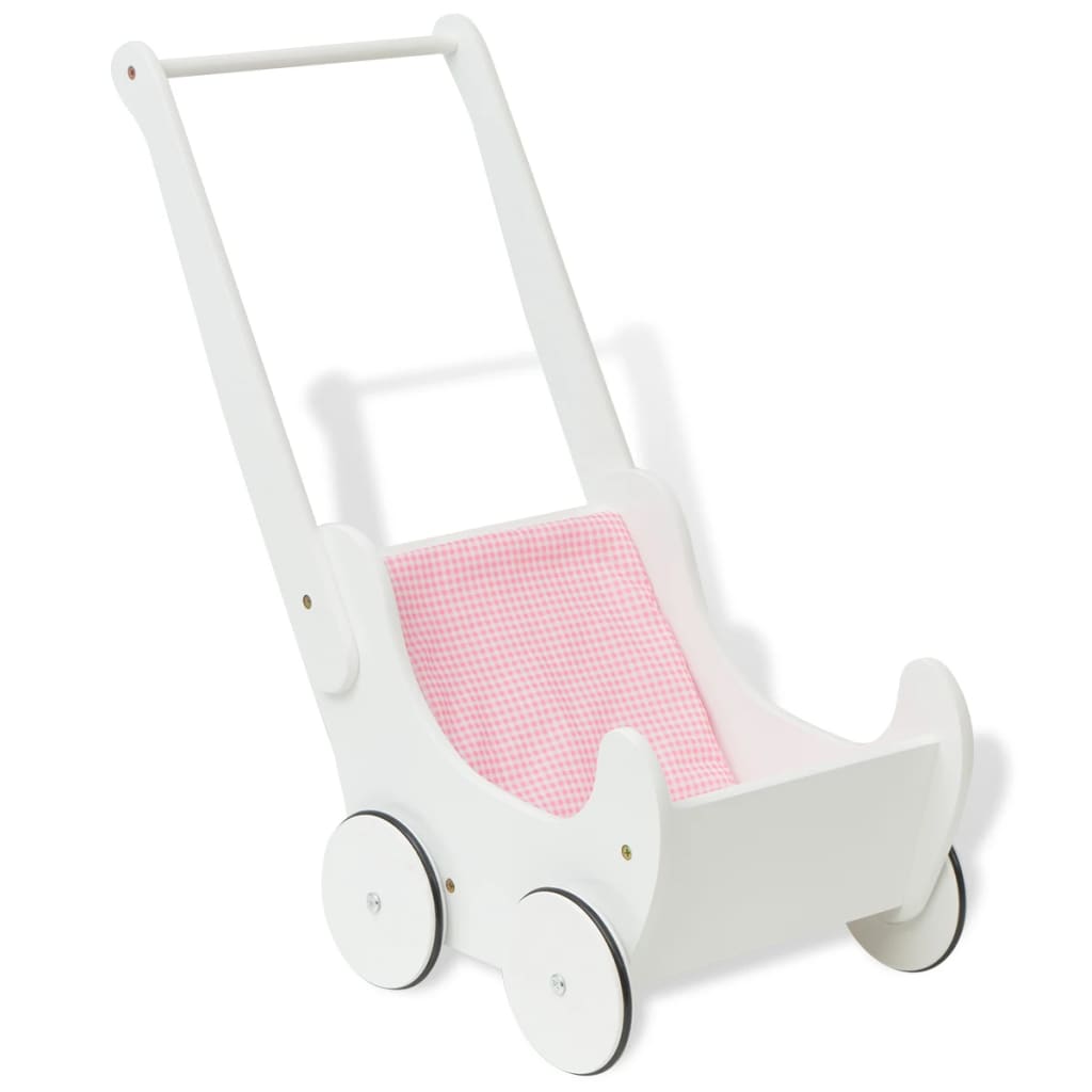 VidaXL Poppenwagen wit 53x25,7x50 cm hout