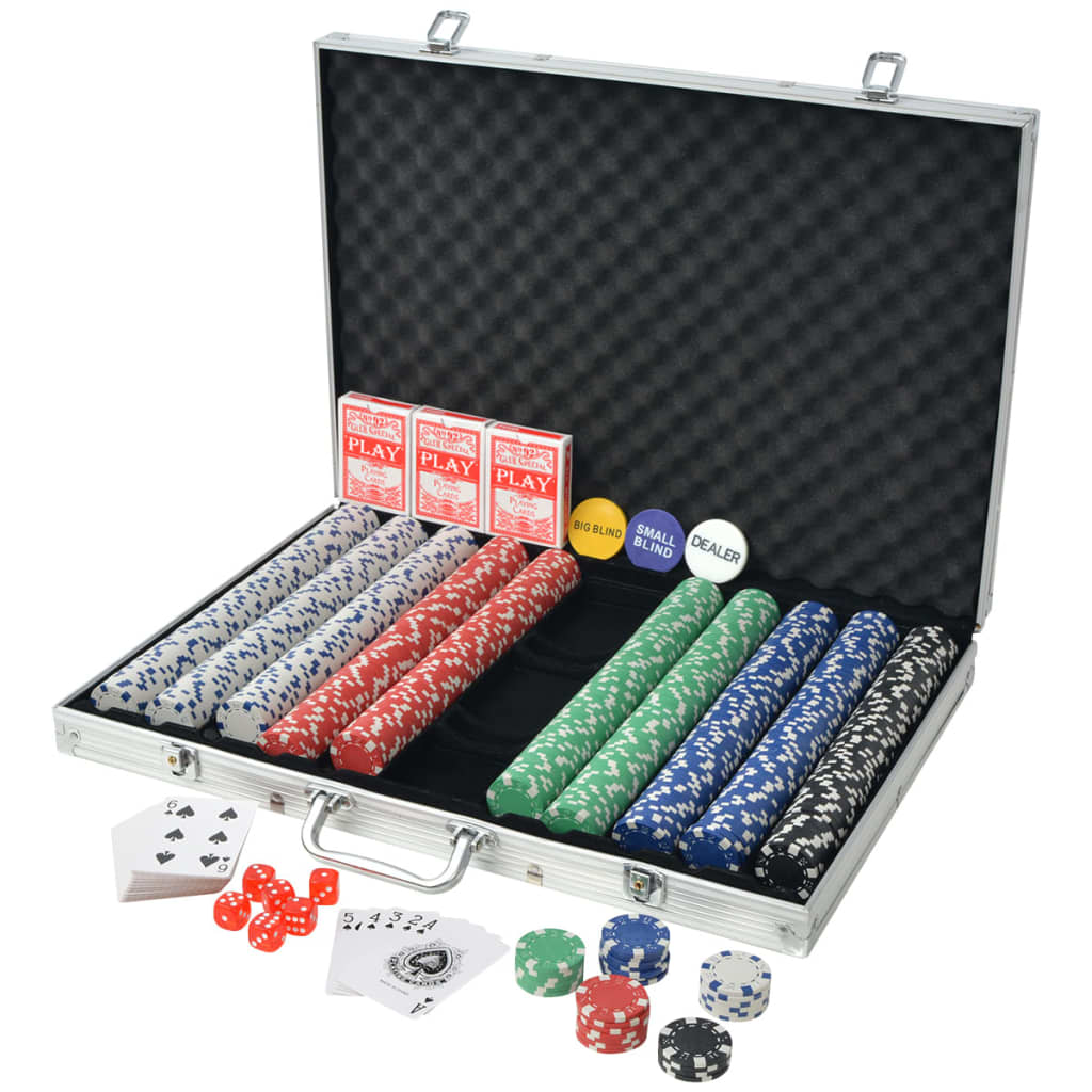 Vidaxl Poker Conjunto con 1000 chips de aluminio