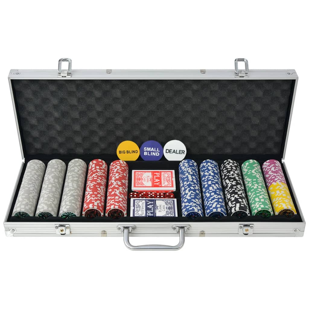 Ensemble de poker Vidaxl avec 500 puces en aluminium