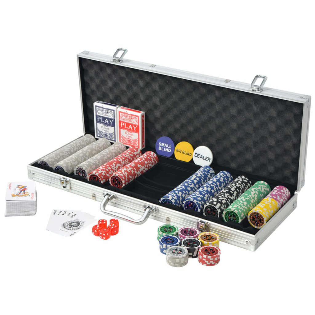 Zestaw pokerowy vidaxl z 500 wiórami aluminium