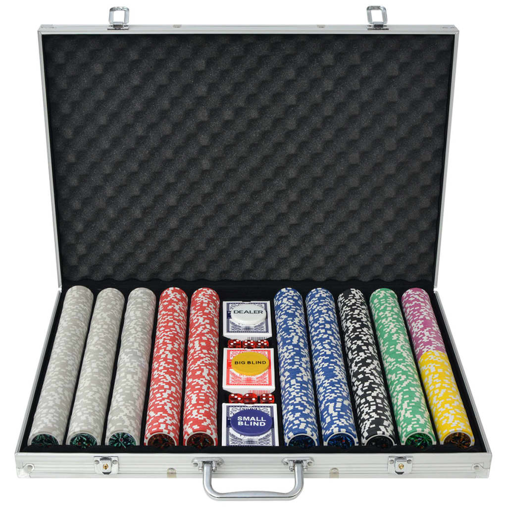 VidaXL Pokerset met 1000 laser chips aluminium