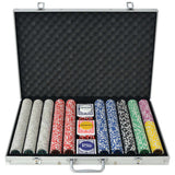 VidaXL Pokerset met 1000 laser chips aluminium