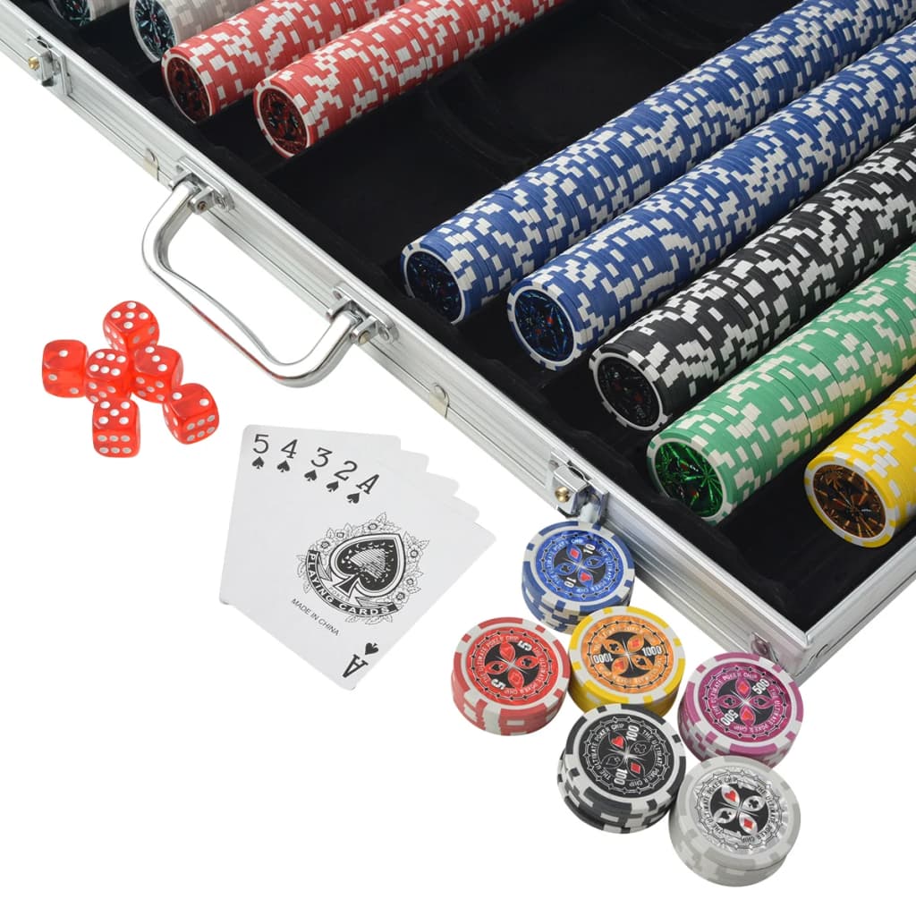 Vidaxl Poker set with 1000 laser chips aluminum