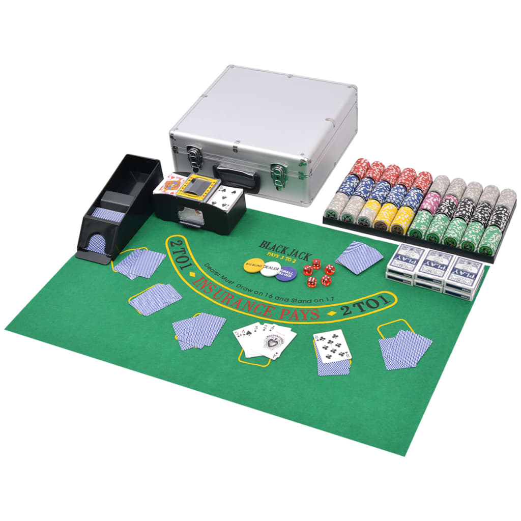 VidaXL Poker blackjack set met 600 chips aluminium