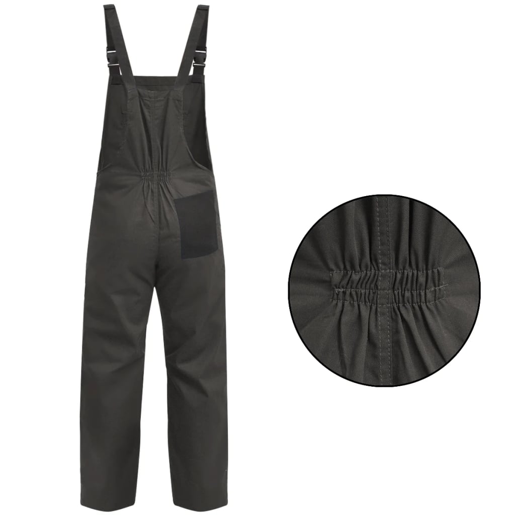 Vidaxl uomini dungarees size xl grigio