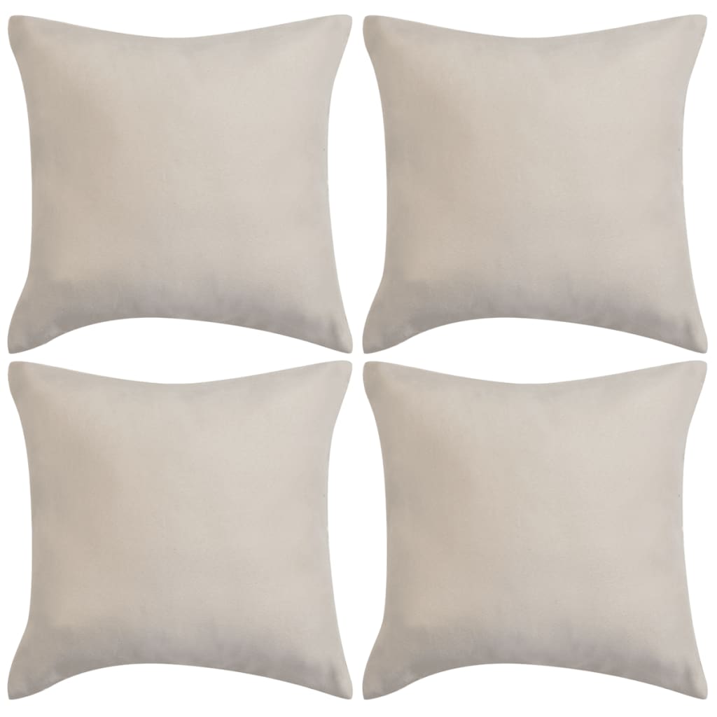 Vidaxl Cushion Covers 4 sztuk beżowy imitacja zamsz 40x40 cm poliester