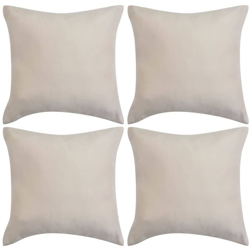 VIDAXL CUSHION CUSHIONE 4 sztuki beżowa imitacja zamsz 50 x 50 cm poliestru poliestru