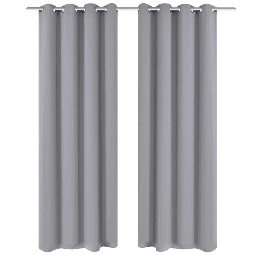 Tende Vidaxl con anelli di metallo blackout 135x175 grigio 2 pezzi