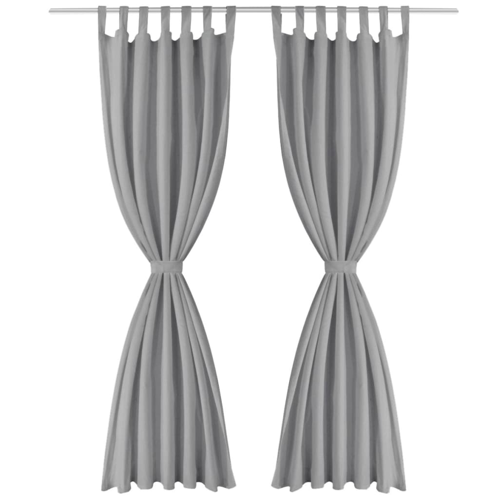 Cortinas de micro-satina Vidaxl con bucles 140x175 cm Gray 2 PCS