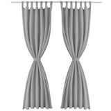 Cortinas de micro-satina Vidaxl con bucles 140x175 cm Gray 2 PCS