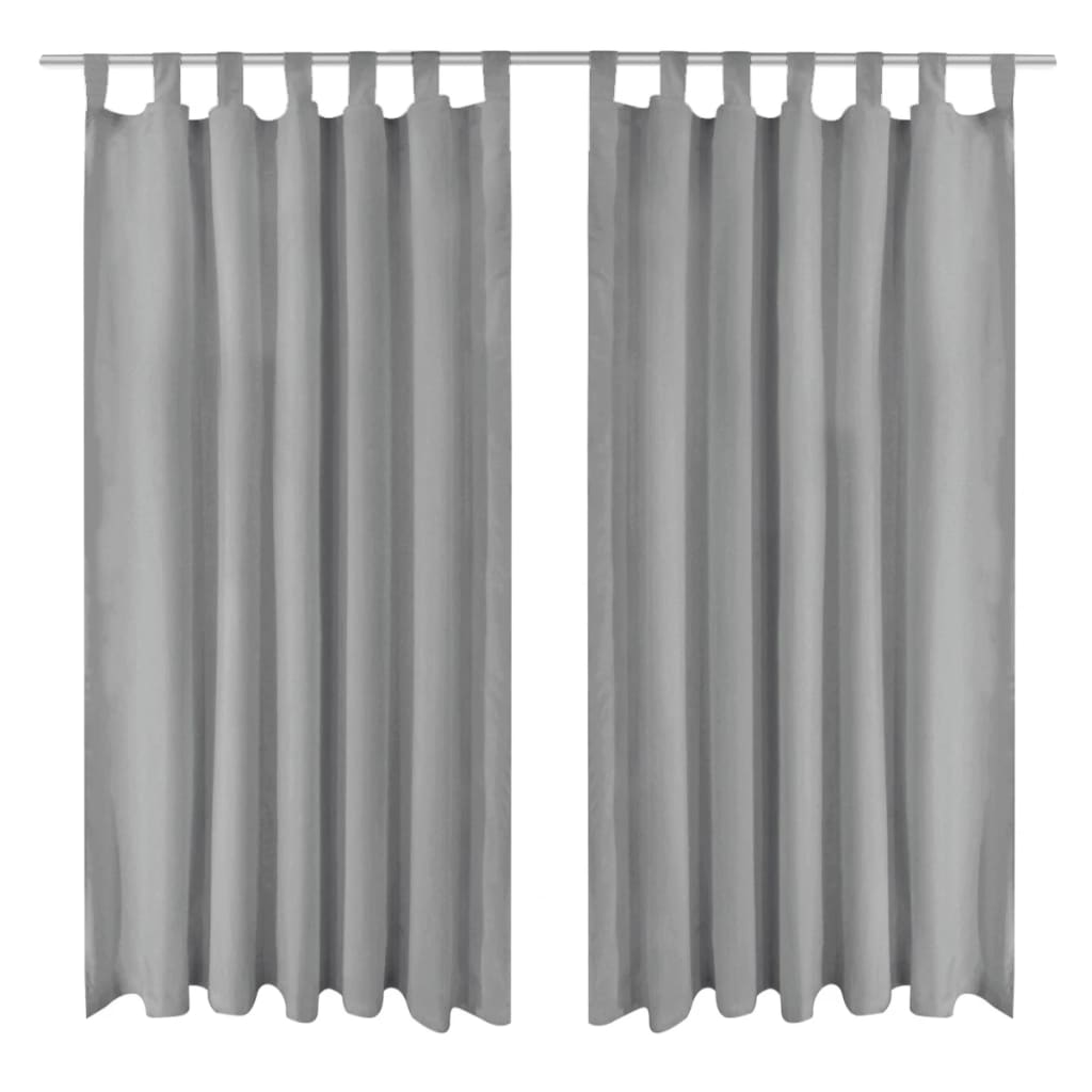 Cortinas de micro-satina Vidaxl con bucles 140x225 cm Gray 2 PCS