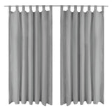 Cortinas de micro-satina Vidaxl con bucles 140x225 cm Gray 2 PCS