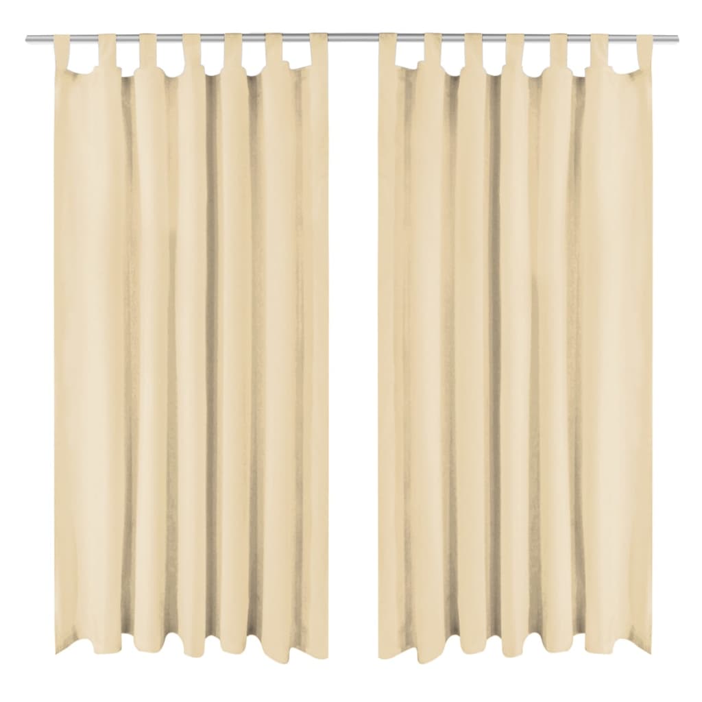 Vidaxl mikro-satin gardiner med løkker 140x175 cm beige 2 stk