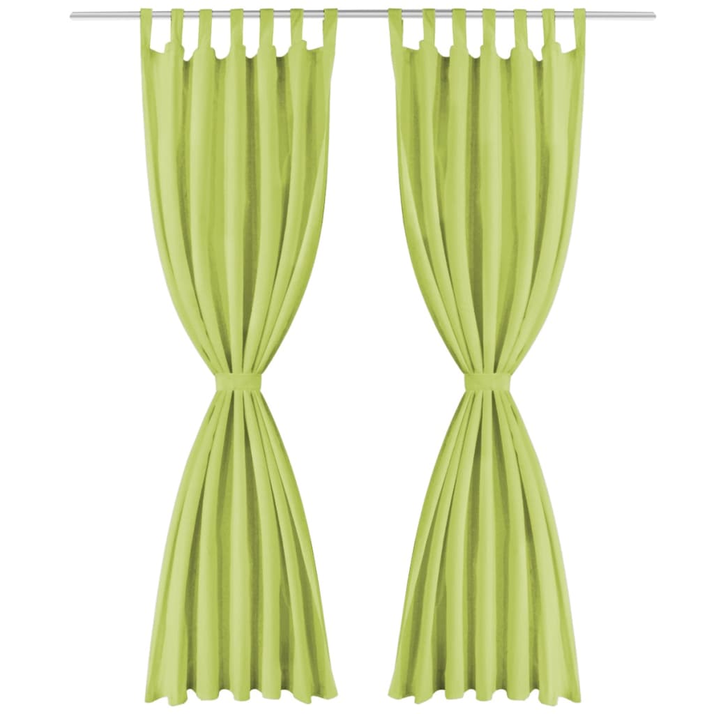 Vidaxl Micro-Satin Curtains with loops 140x175 cm green 2 sts