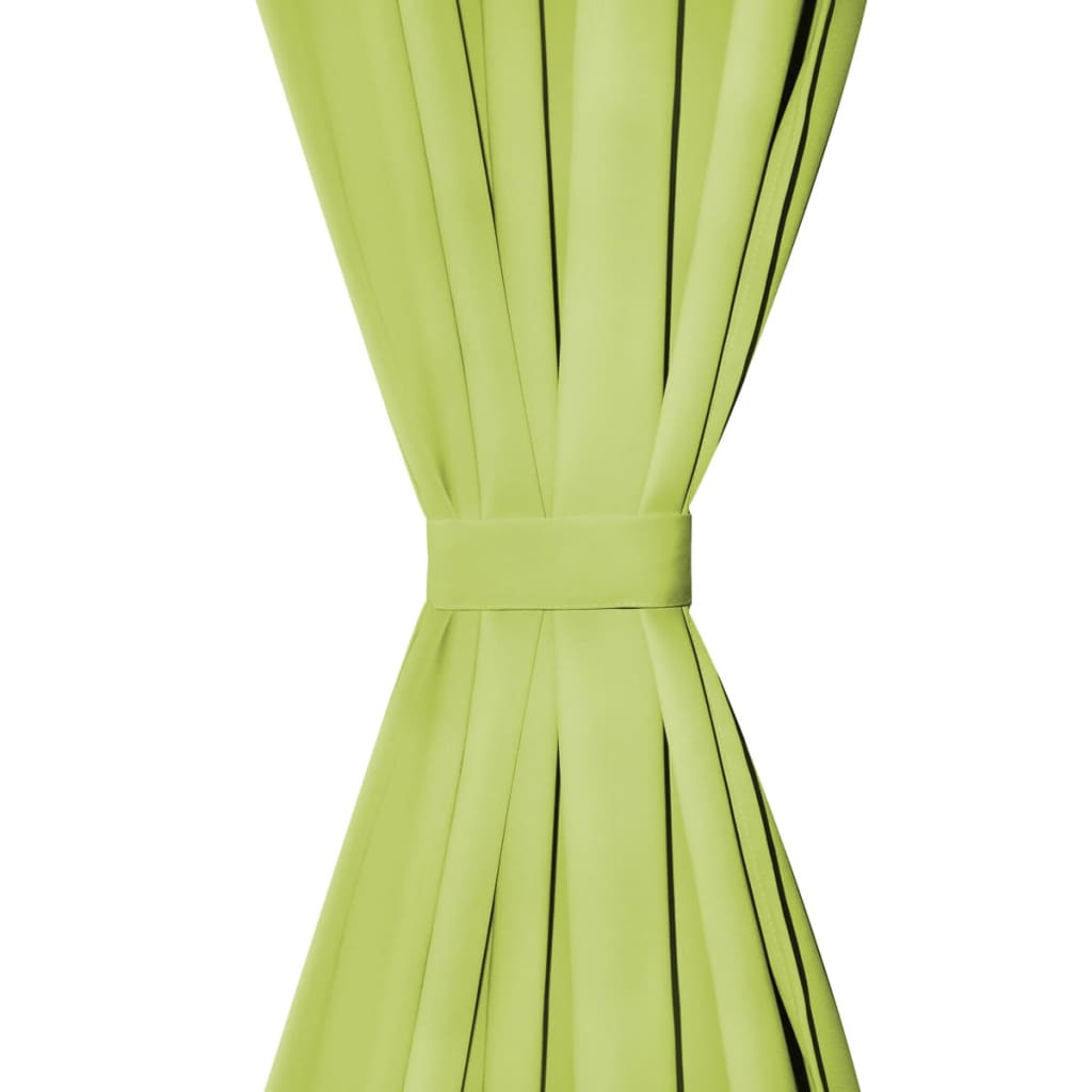 Vidaxl Micro-Satin Curtains with loops 140x175 cm green 2 sts