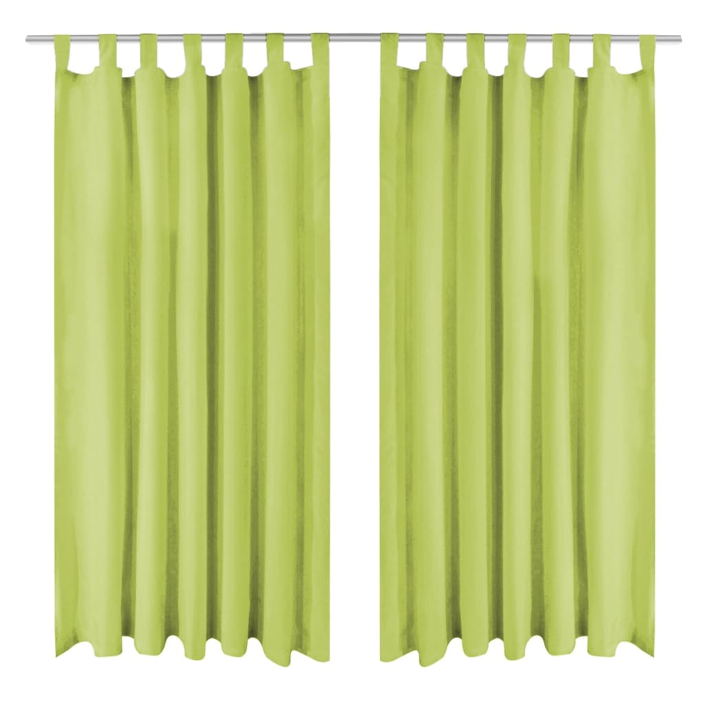 Vidaxl Micro-Satin Curtains with loops 140x225 cm green 2 sts