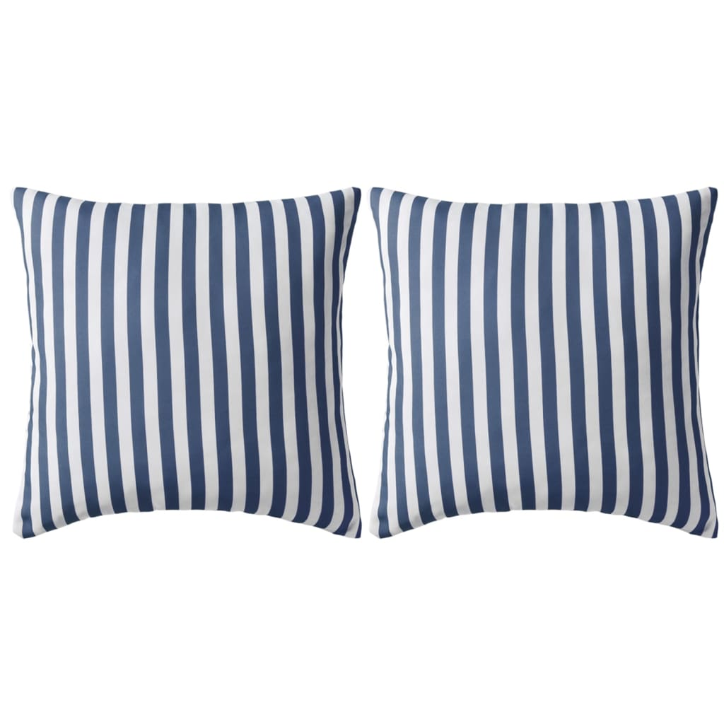 Cojines al aire libre de Vidaxl 45x45 cm a rayas azul marino 2 pcs