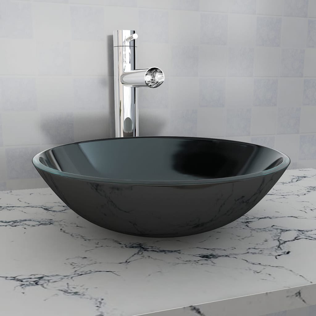 Vidaxl washbasin tvrzená sklo 42 cm černé