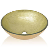 VidaXL Wasbak gehard glas 42 cm goud