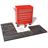 Chariot à outils Vidaxl avec 1125 outils en acier rouge