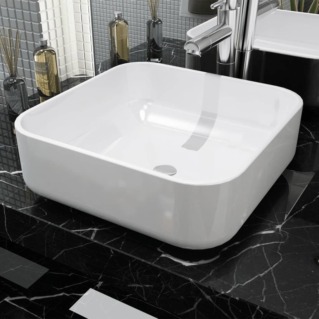 Vidaxl Washbasin carré blanc 39x39x13,5 cm Céramique