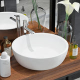 Vidaxl Washbasin okrogla bela 42x12 cm keramika