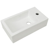 Vidaxl Washbasin med kranhulre rektangulær hvid 46x25,5x12 cm keramik