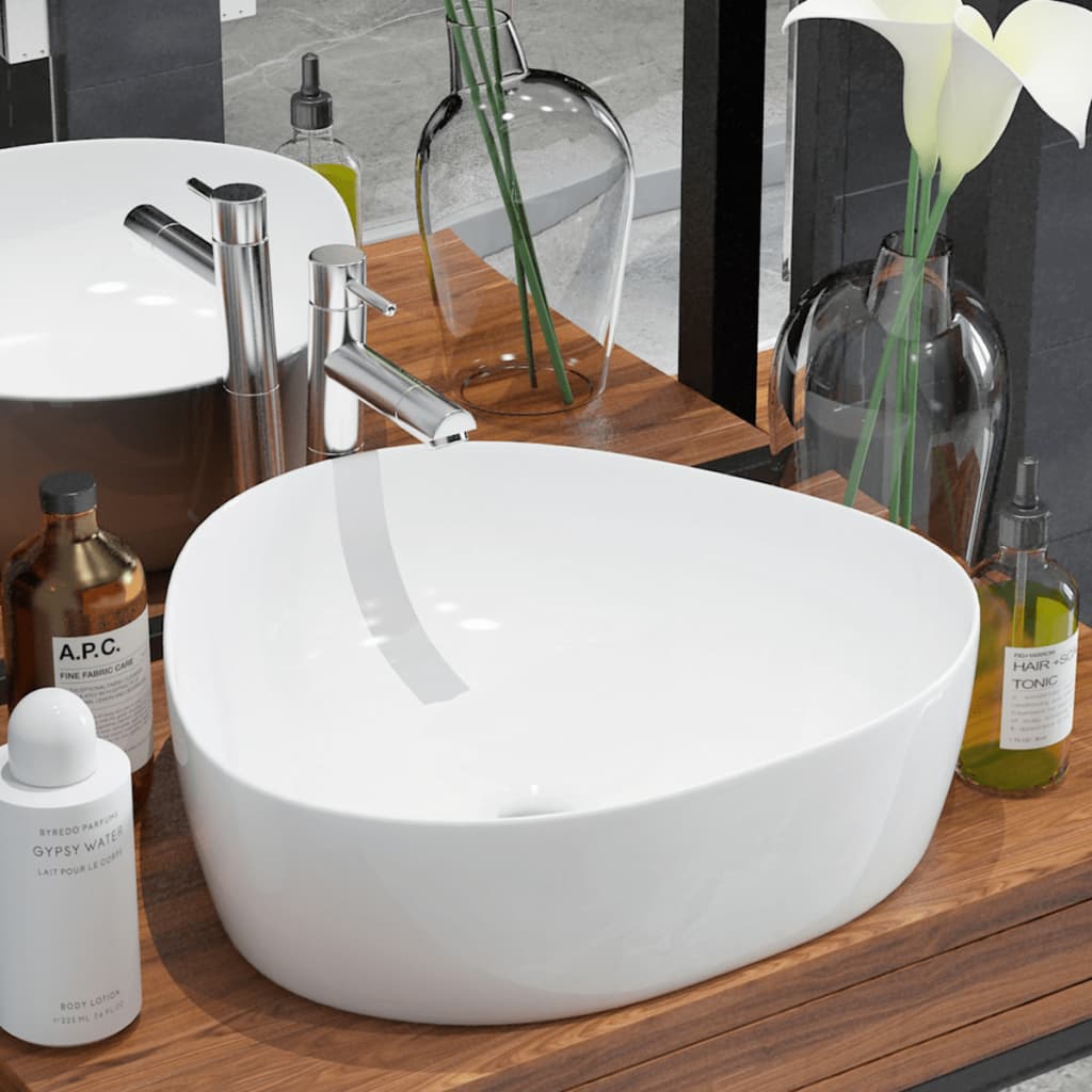 Vidaxl Washbasin Triangular White 50,5x41x12 cm keramika