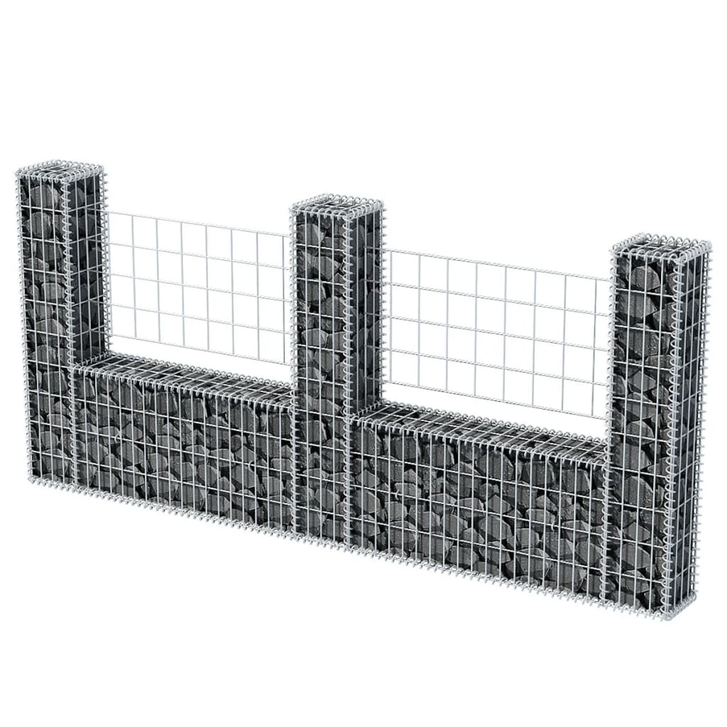 Vidaxl Gabion Basket a forma di U 240x20x100 cm acciaio