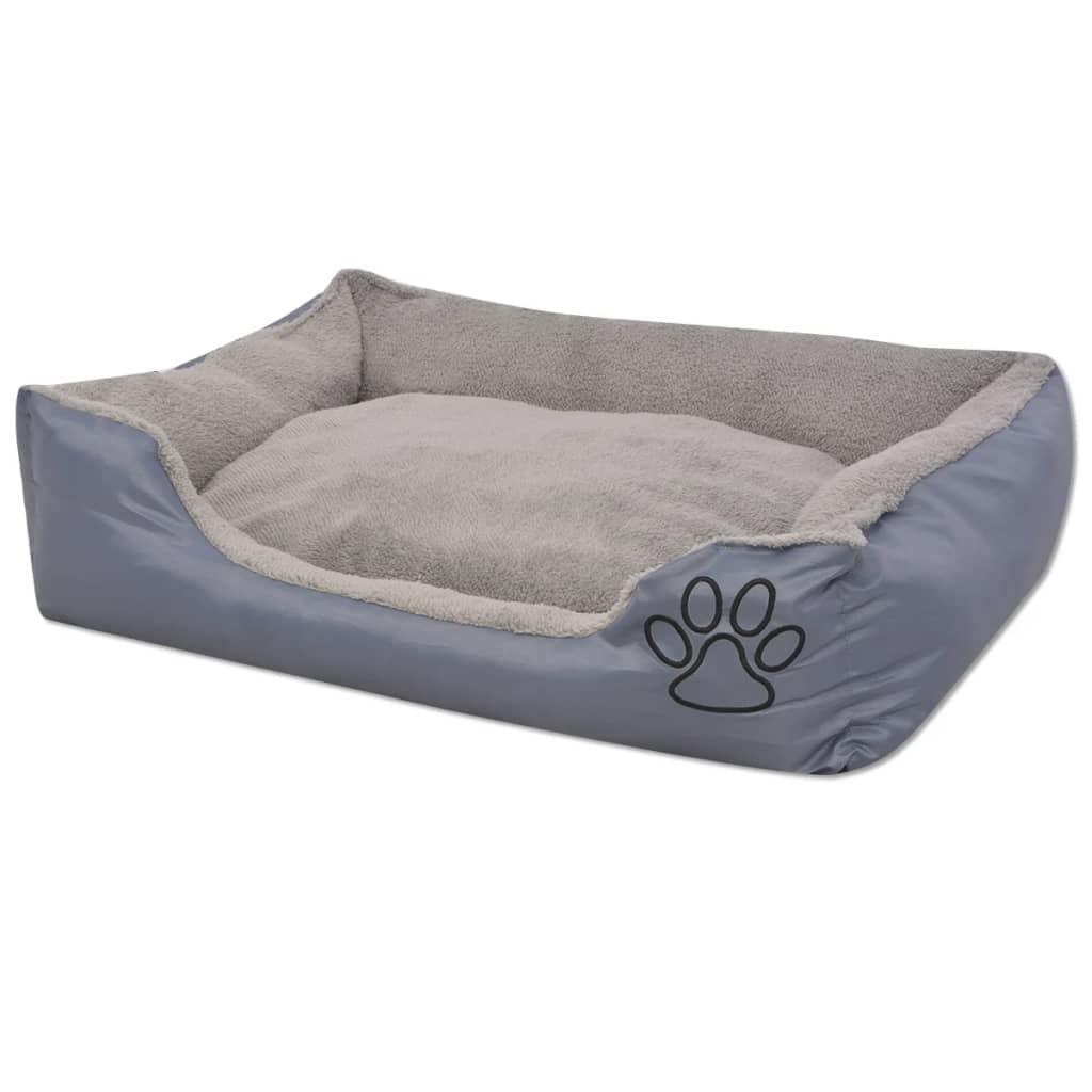 VidaXL dog bed with padded cushion size m gray