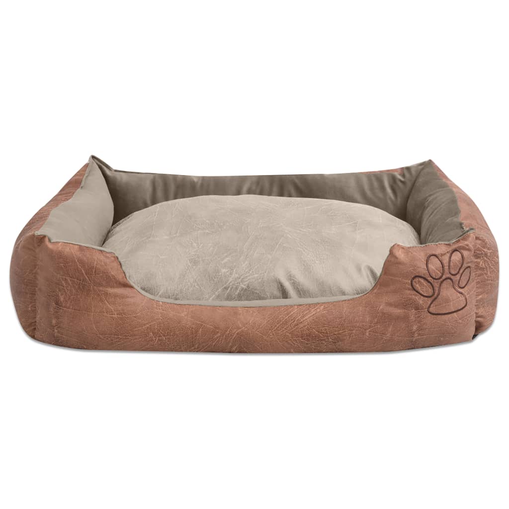 Vidaxl Dog Bed Pillow PU Artificial Leather Size XL Beige