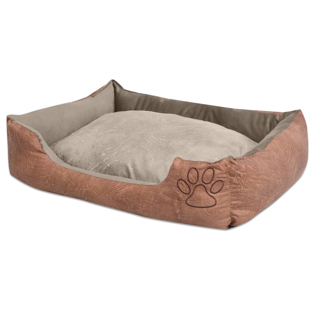 Vidaxl Dog Bed Pillow Pu Art læderstørrelse XXL Beige