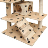 Vidaxl Cat Scracking Post with Sisal Scratsing Posts 125 cm Pootprint Print Beige