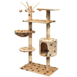 Vidaxl Cat Scracking Post s sisal škrábanci 125 cm pootprints beige