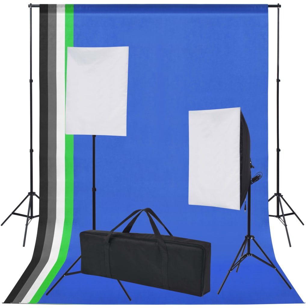 VidaXL Fotostudio set met 5 gekleurde achtergronden 2 softboxen