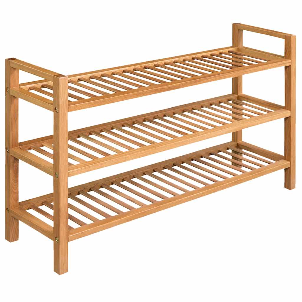 Vidaxl shoe rack with 3 shelves 100x27x60 cm solid oak