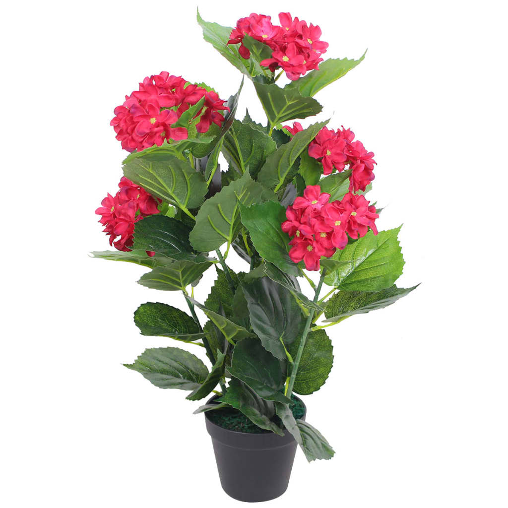 Vidaxl Art Hortensia Plant with Pot 60 cm Red