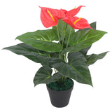 Vidaxl Art Anthurium Plant z garnkiem 45 cm czerwony i żółty