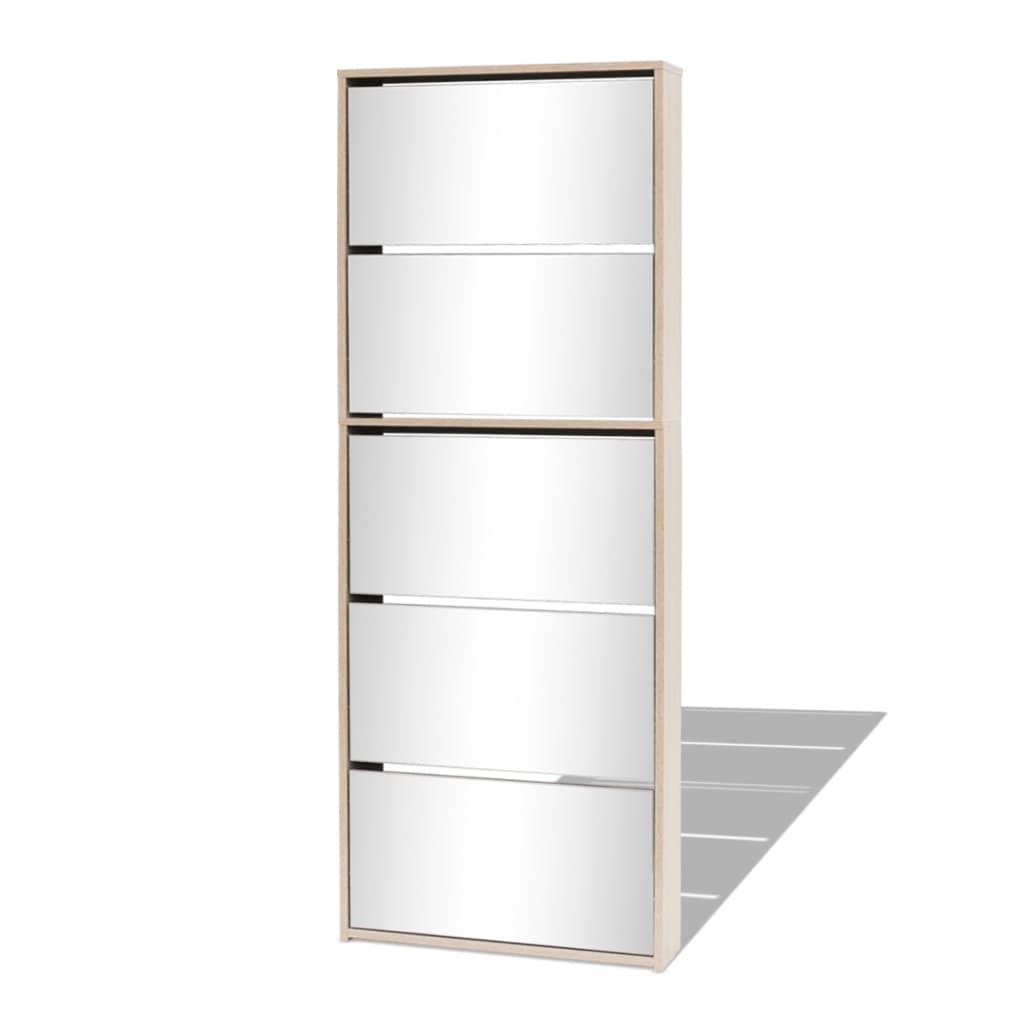 Vidaxl Shoe Cabinet med 5 spejle 63x17x169,5 cm eg