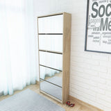 Vidaxl Shoe Cabinet med 5 spejle 63x17x169,5 cm eg