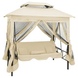 Vidaxl Swing Bench with Arbor Convertible Cream White